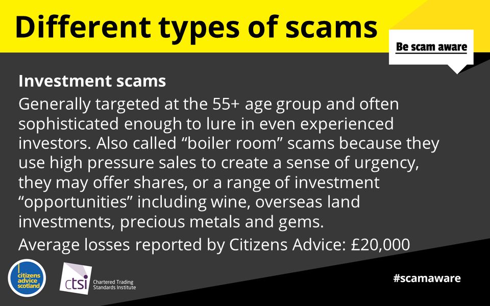 Scams Awareness Month July Did You Know A Scam Is Scheme To Con Diffe Types Of Scams Investment Generally Targeted At The 55 Age Group And Often