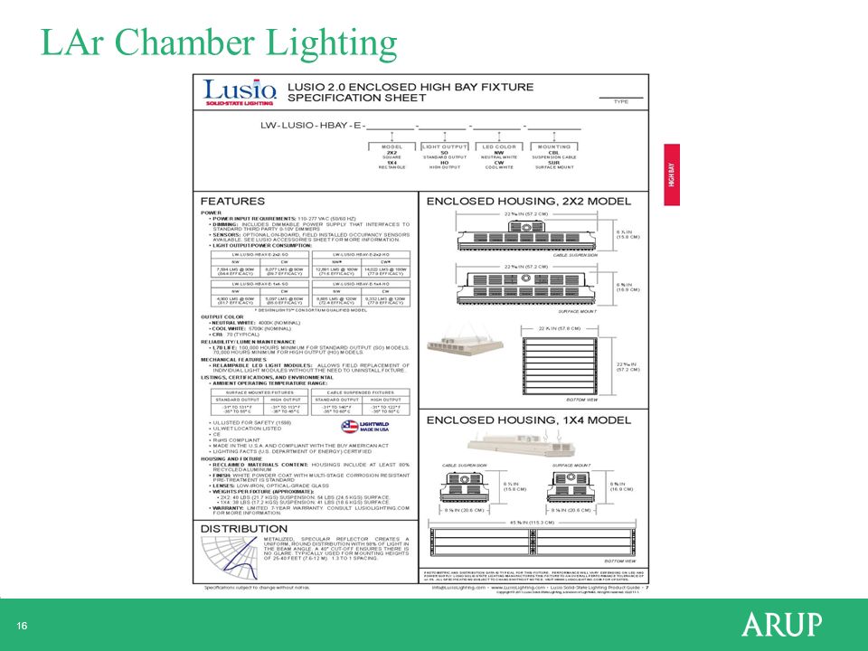 16 LAr Chamber Lighting