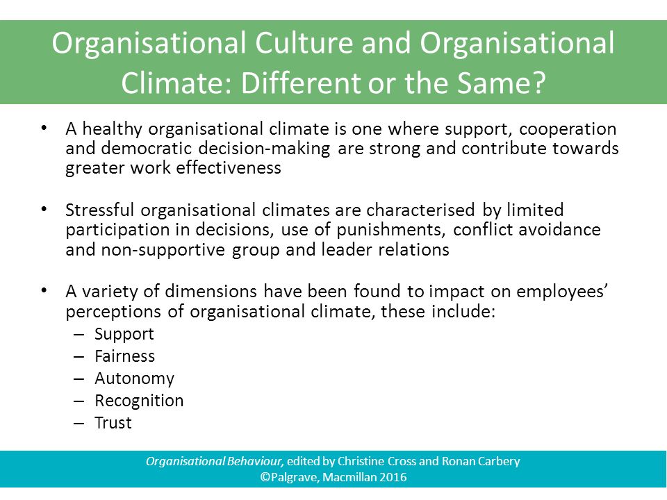 dimensions of organizational climate