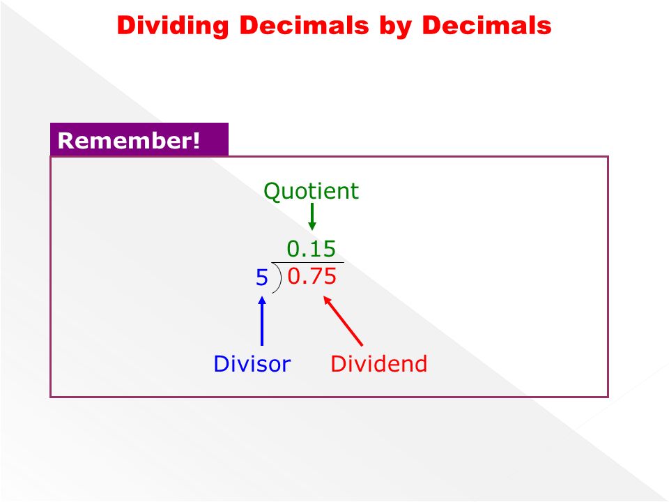 DIVISION  DECIMAL QUOTENT DIVISION - DIVISION WITH COMMA IN THE