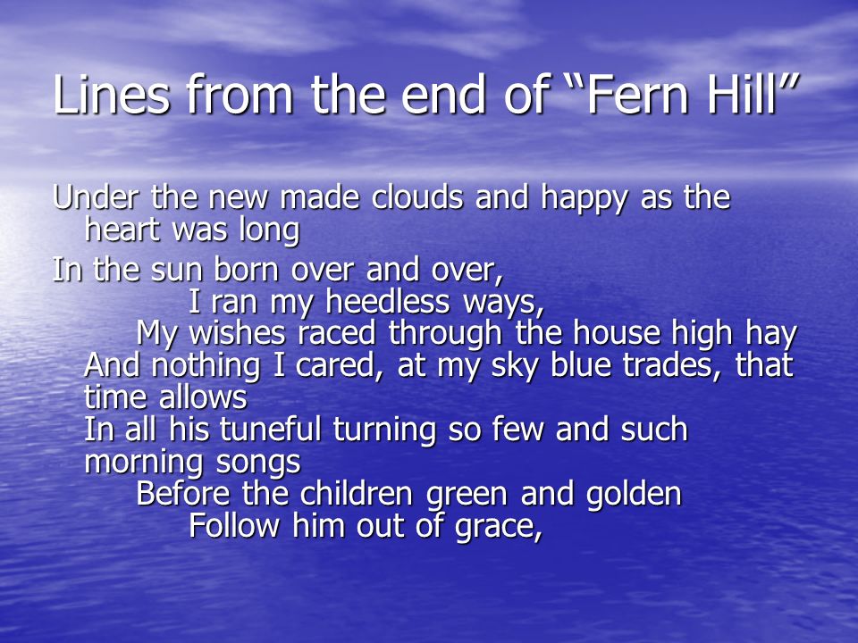 examples of personification in fern hill