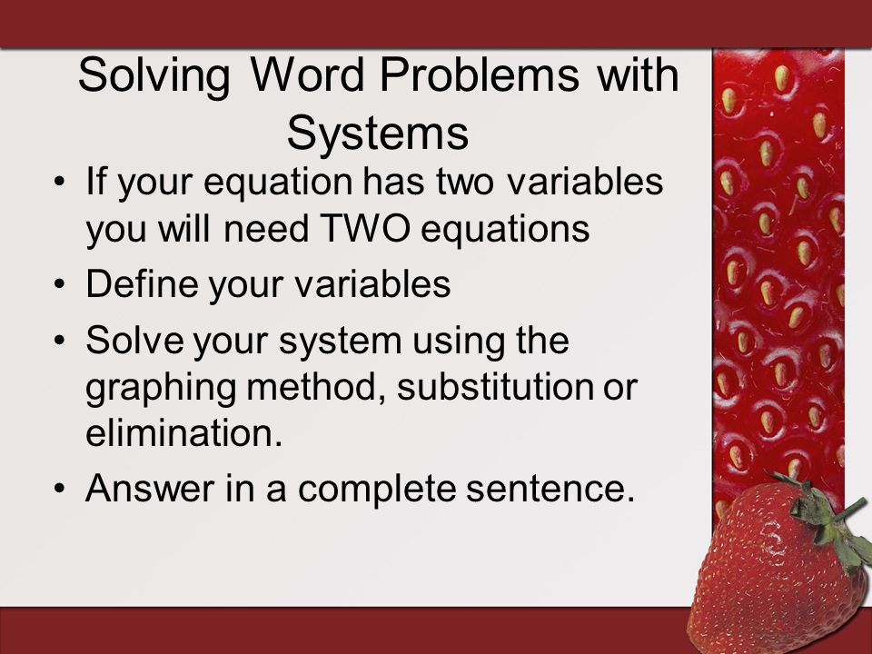 solving systems by substitution word problems