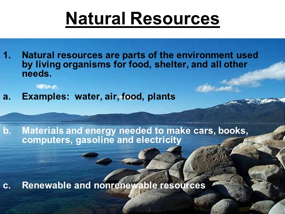 natural resources are parts of the environment used by living organisms for food