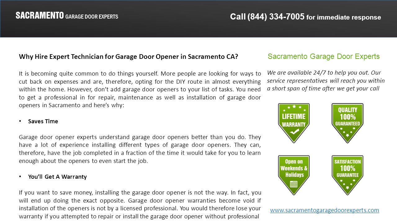 Call 844 For Immediate Response Sacramento Garage Door Experts