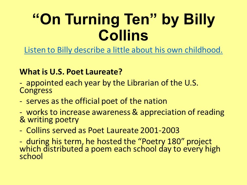 billy collins on turning ten
