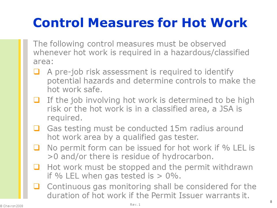 hot work hazards and control measures
