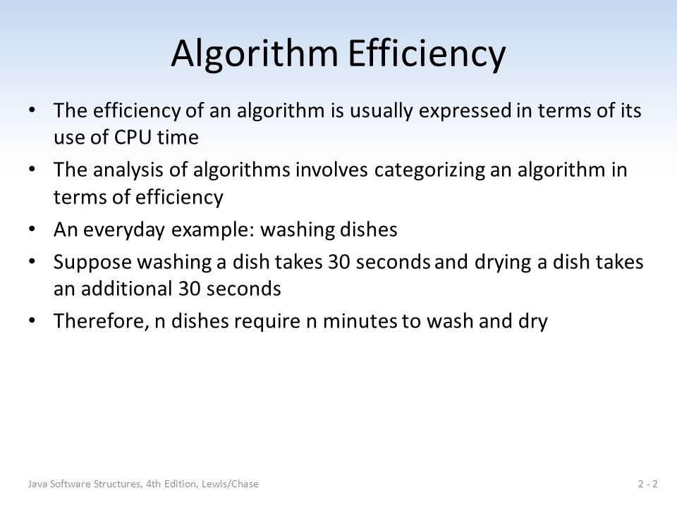 Analysis of Algorithms. Algorithm Efficiency The efficiency of an ...