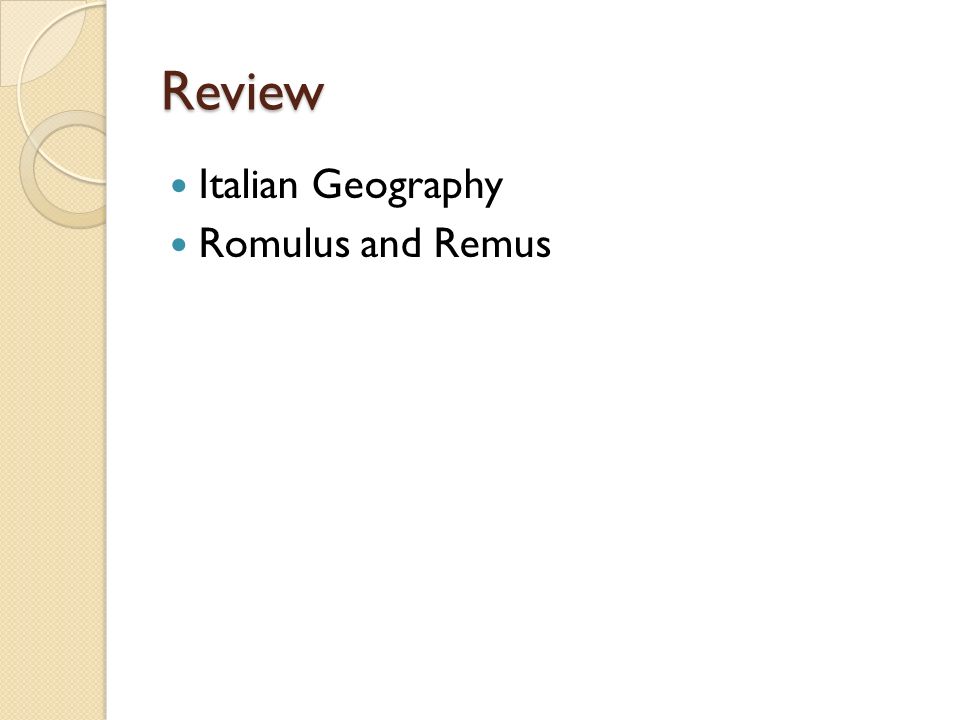 Review Italian Geography Romulus and Remus