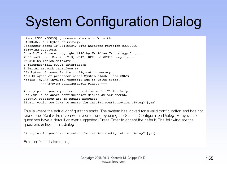 Copyright Kenneth M. Chipps Ph.D System Configuration Dialog