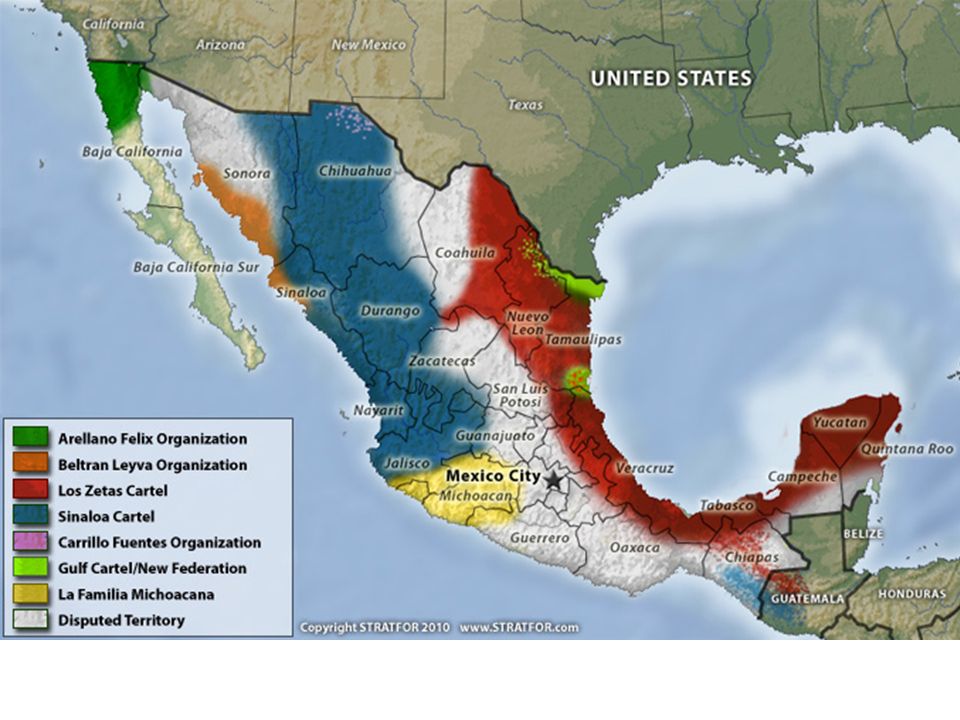 Карта картелей в мексике