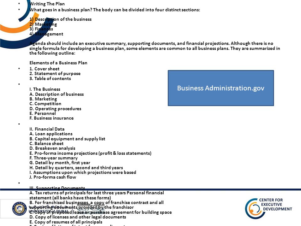 parts of a business plan business plan examples