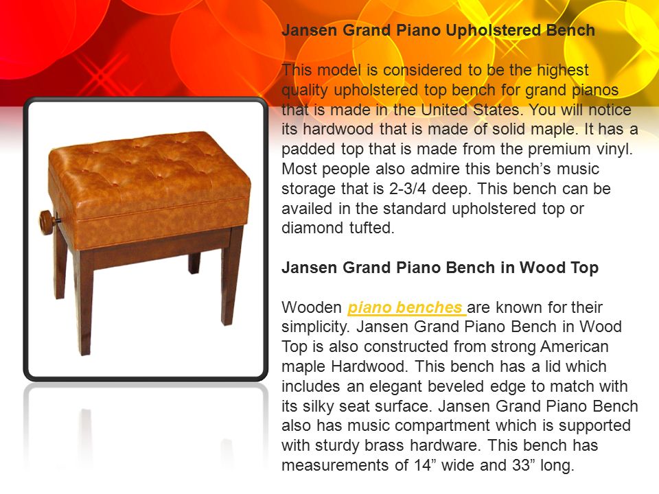 Jansen Piano Bench Review Ppt Download