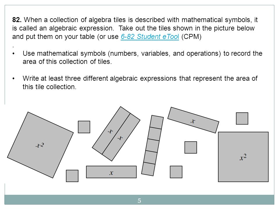 1 Vocabulary Expression An Is A Combination Of 5 82 When A Collection Of Algebra Tiles
