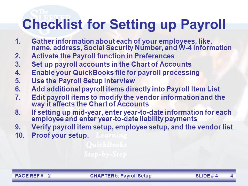payroll setup chapter 5 page ref chapter 5 payroll setup slide