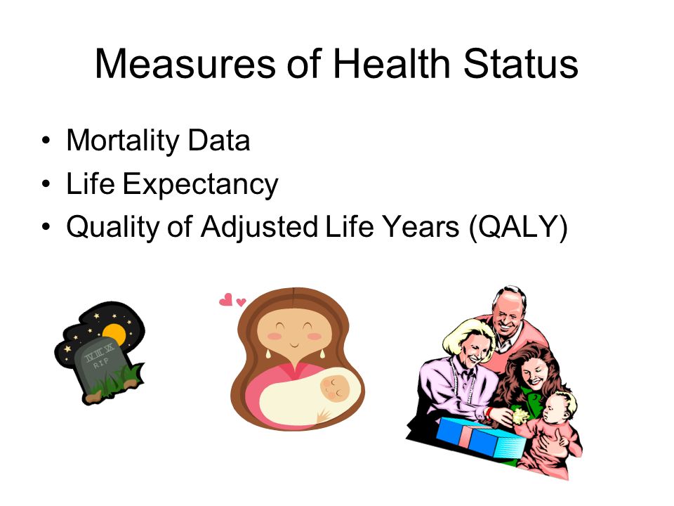 Measures of Health Status Mortality Data Life Expectancy Quality of Adjusted Life Years (QALY)