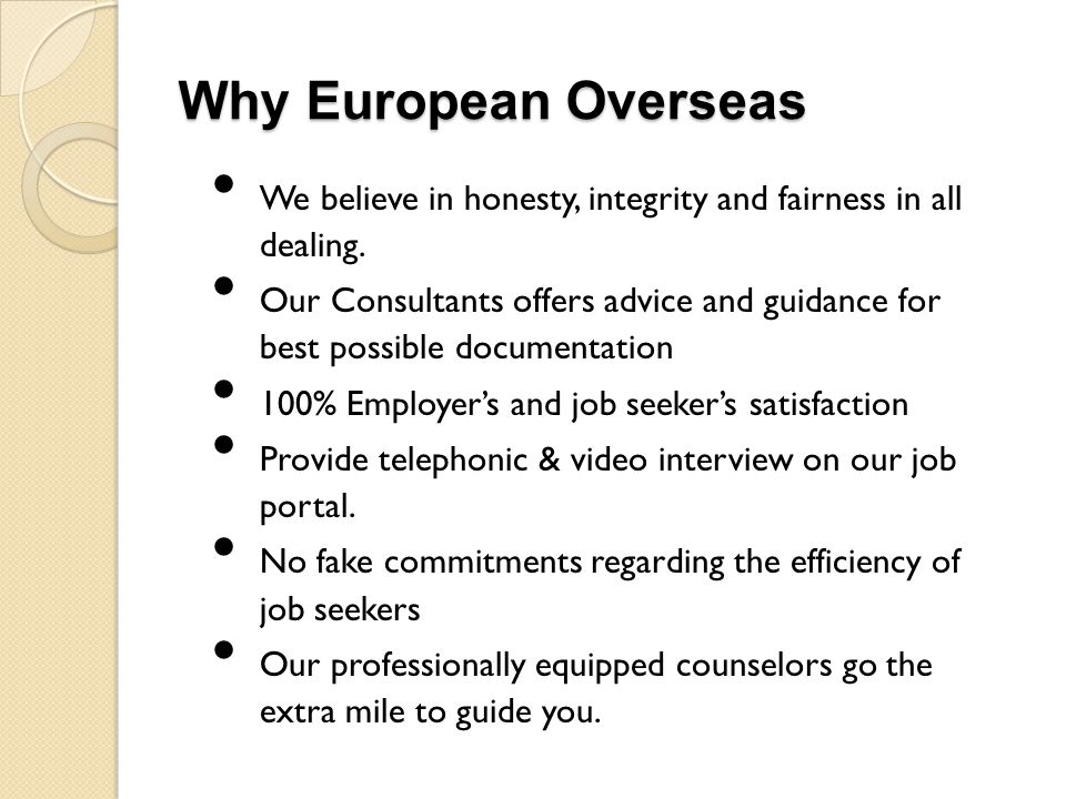Why European Overseas We believe in honesty, integrity and fairness in all dealing.