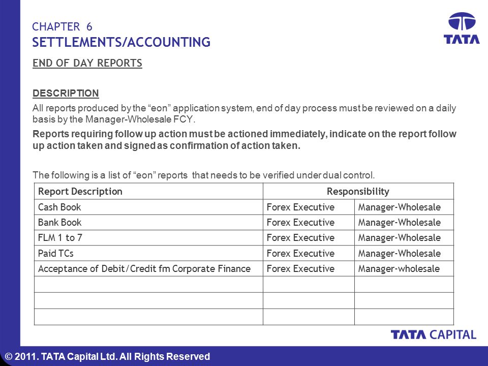 Tata Capital Ltd All Rights Reserved Tt Forex Training Manual Part - 