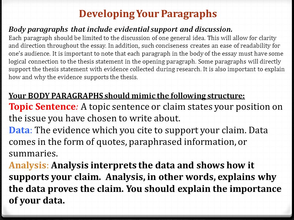 Kindness Essay Developing Your Paragraphs Body Paragraphs That Include Evidential Support And Discussion Academic Essay Writing Jobs also Expository Essay About Music English Week Four Tuesday The Jungle Chapter Rwal Argument Essay Topics