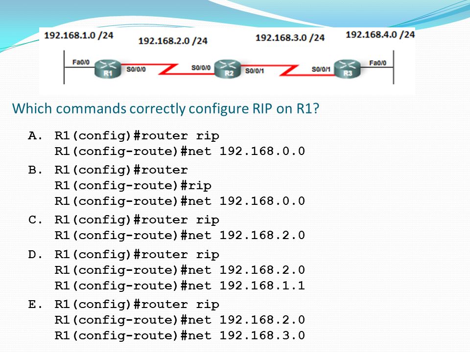 Summary of RIP Commands Last modified Important RIPv1 Commands Configuring  RIPv1 router rip network passive-interface FastEthernet. - ppt download