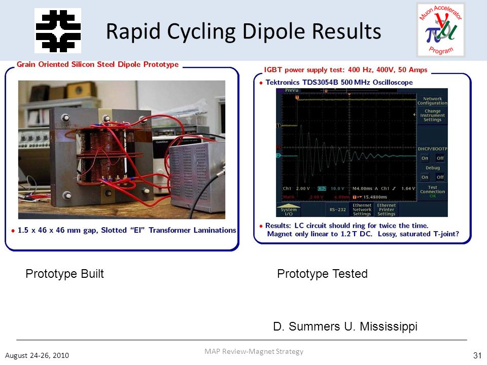 Rapid Cycling Dipole Results August 24-26, MAP Review-Magnet Strategy D.