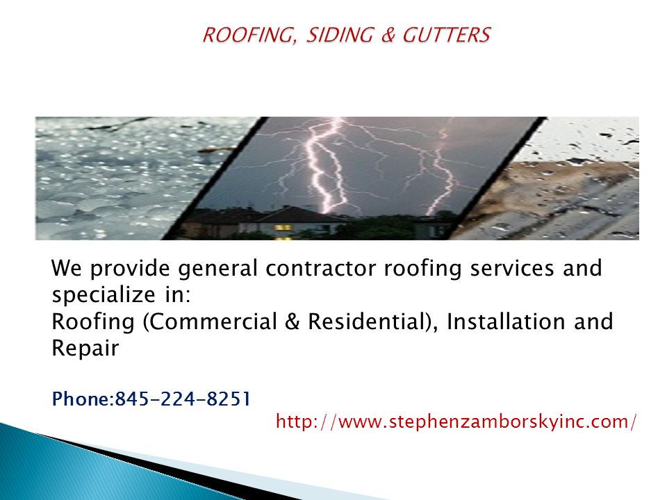 We provide general contractor roofing services and specialize in: Roofing (Commercial & Residential), Installation and Repair Phone: