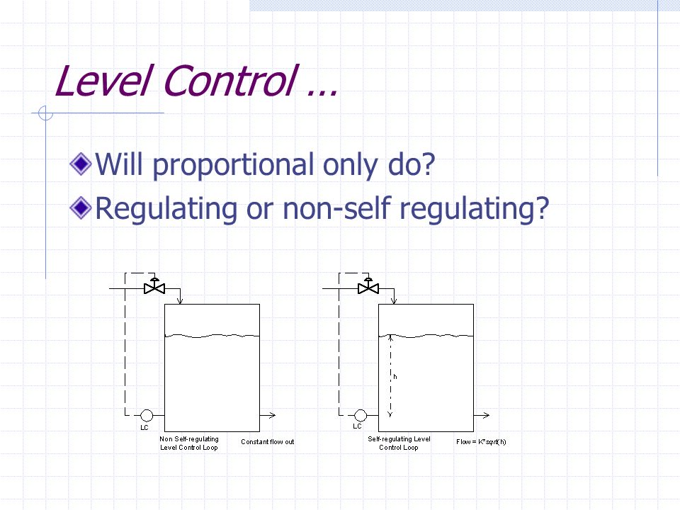 Level Control … Will proportional only do Regulating or non-self regulating