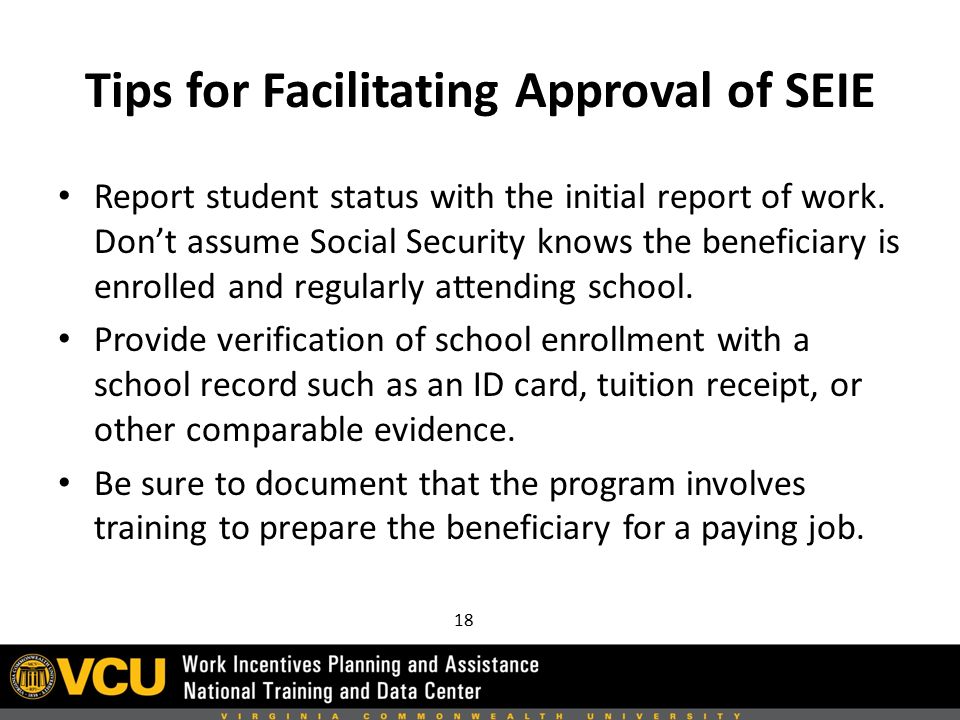 Tips for Facilitating Approval of SEIE Report student status with the initial report of work.