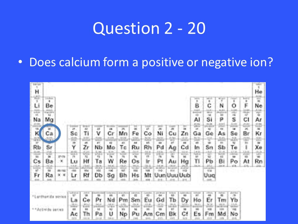 Question Does calcium form a positive or negative ion