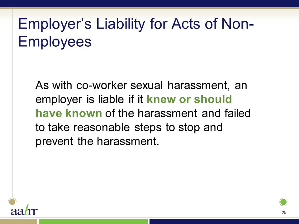 employer and sexual harassment liability of non-employees Employer and sexual harassment liability of non-employees