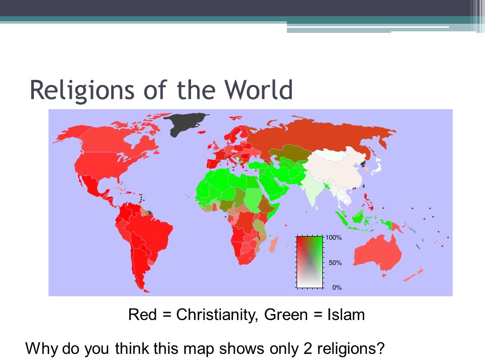 Red = Christianity, Green = Islam Why do you think this map shows only 2 religions