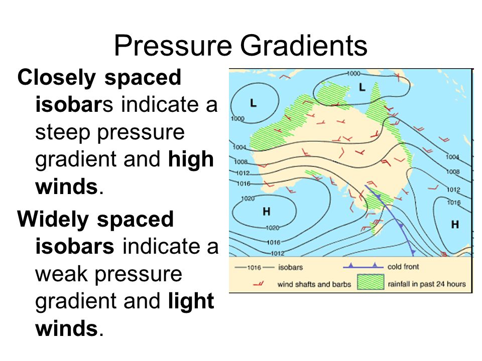 Closely Spaced Isobars On A Map Indicate Air Pressure And Wind. Definition Of Air Pressure Air Pressure Is Simply  The Pressure Exerted By The Weight Of The Air Above. Average Air Pressure  At. - Ppt Download