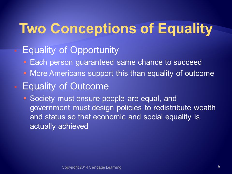 Chapter 16 EQUALITY AND CIVIL RIGHTS. Learning Outcomes 16.1 Explain how  the concepts of equality of opportunity and equality of outcome mirror the  tension. - ppt download