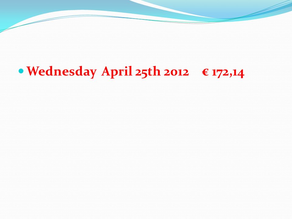 Wednesday April 25th 2012 € 172,14