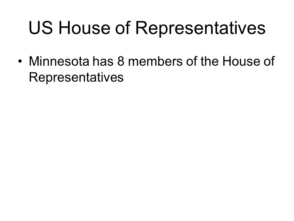 Your Members of Government. US House of Representatives Minnesota has 8