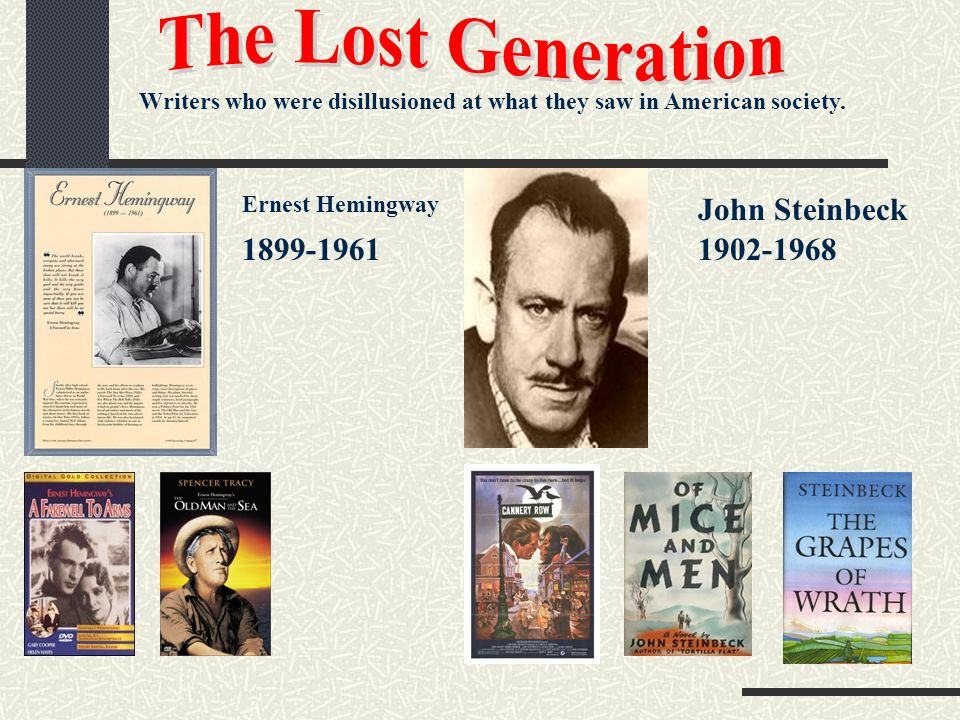 undergrundsbane Alligevel skat The Lost Generation & Pop Culture of the 1920's Writers who were  disillusioned at what they saw in American society F. Scott Fitzgerald  “The. - ppt download