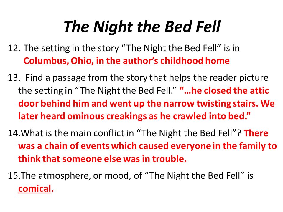 the night the bed fell characters