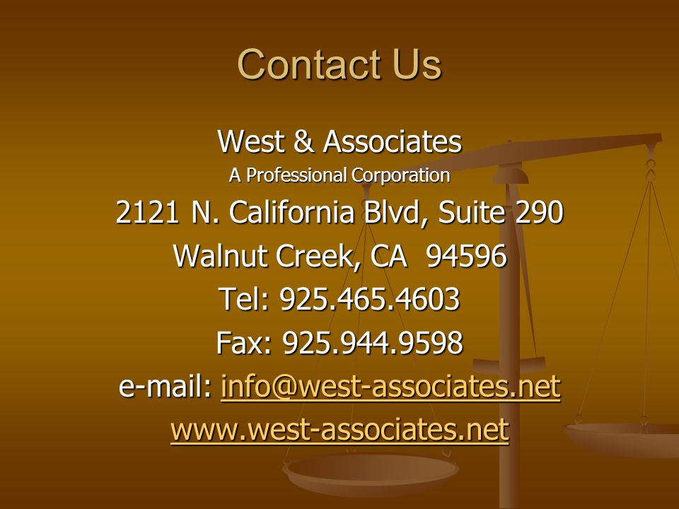 Contact Us West & Associates A Professional Corporation 2121 N.
