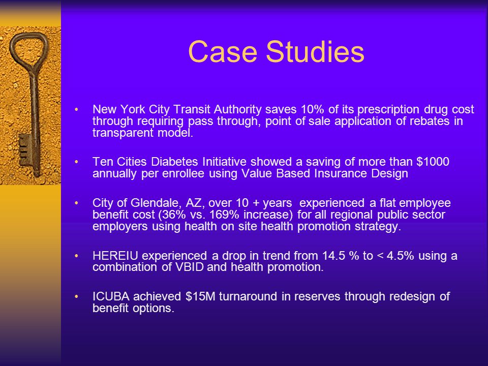 Case Studies New York City Transit Authority saves 10% of its prescription drug cost through requiring pass through, point of sale application of rebates in transparent model.