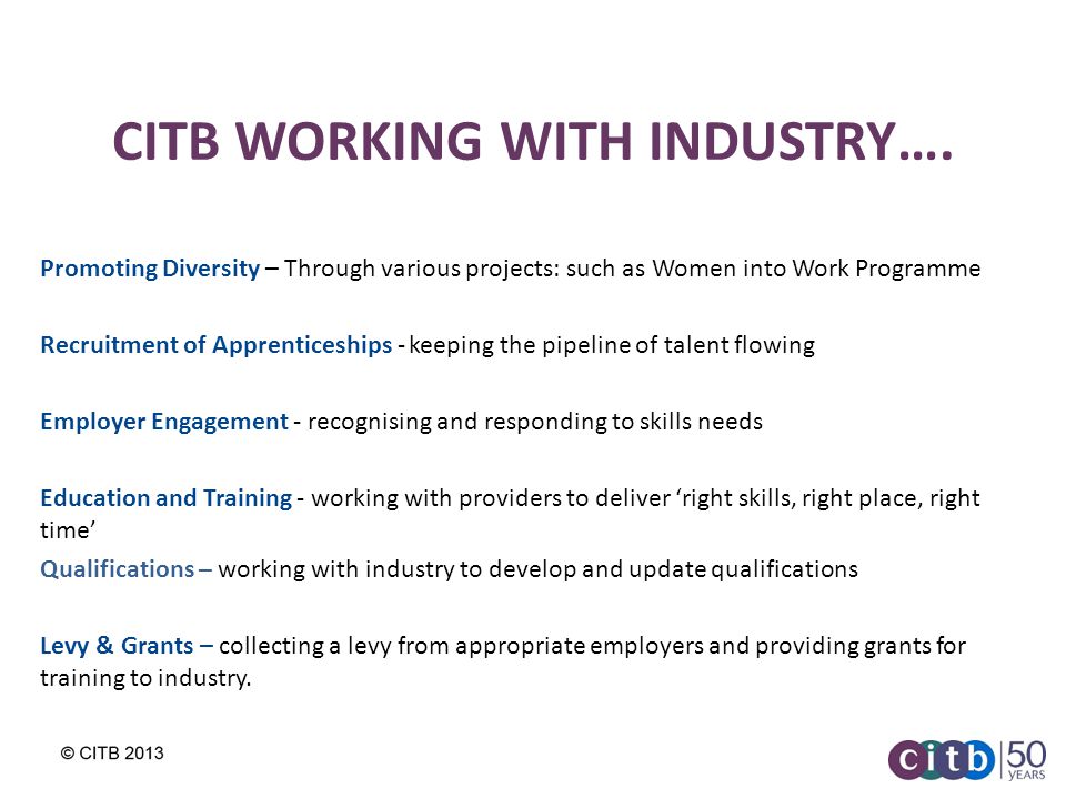 CITB WORKING WITH INDUSTRY….