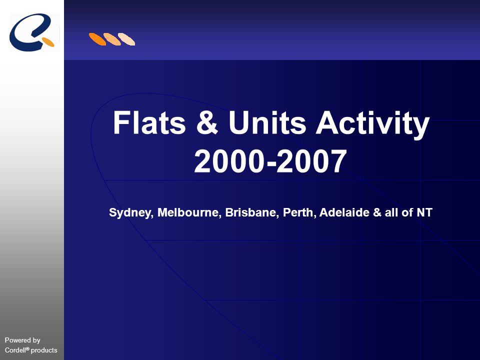 Powered by Cordell ® products Flats & Units Activity Sydney, Melbourne, Brisbane, Perth, Adelaide & all of NT