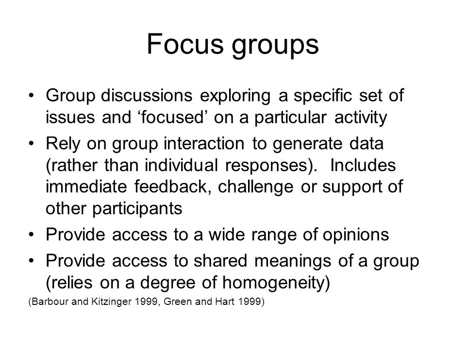 Chalk and cheese? Reflections on the use of focus group and interview data  to uncover perceptions of evidence-based practice Carly Reagon, Dept of  Occupational. - ppt download