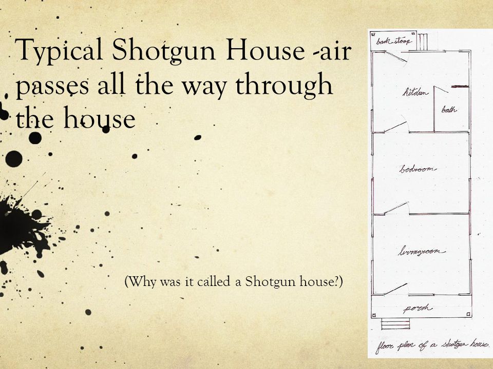 Typical Shotgun House -air passes all the way through the house (Why was it called a Shotgun house )