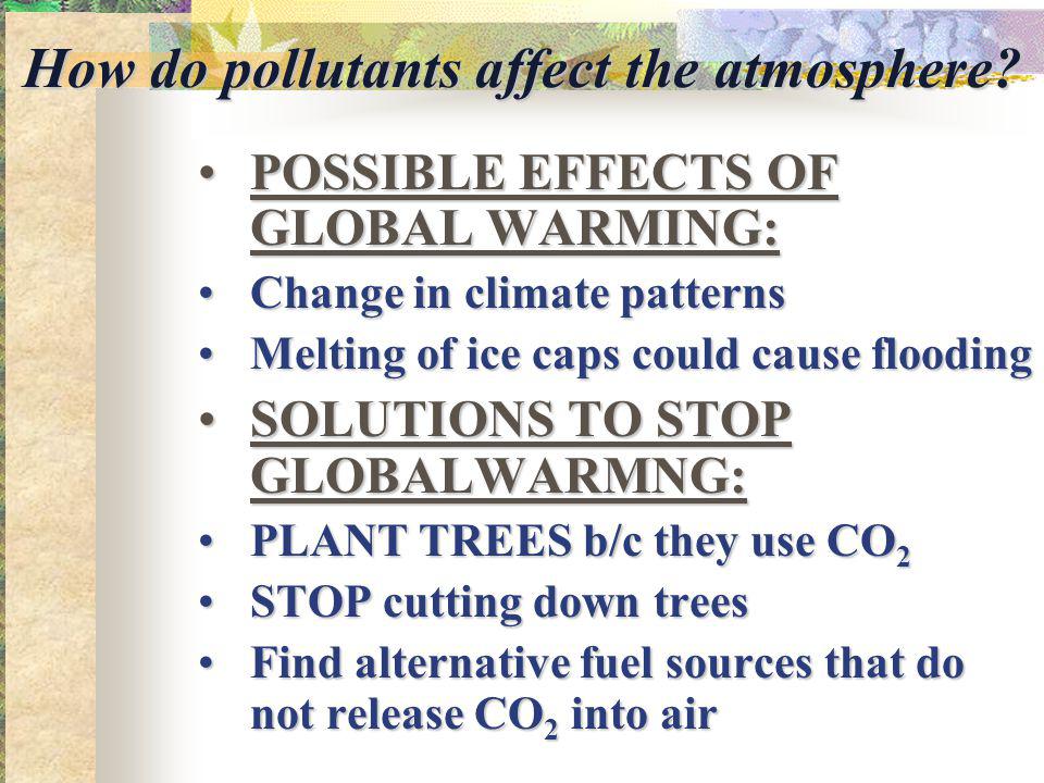How do pollutants affect the atmosphere.