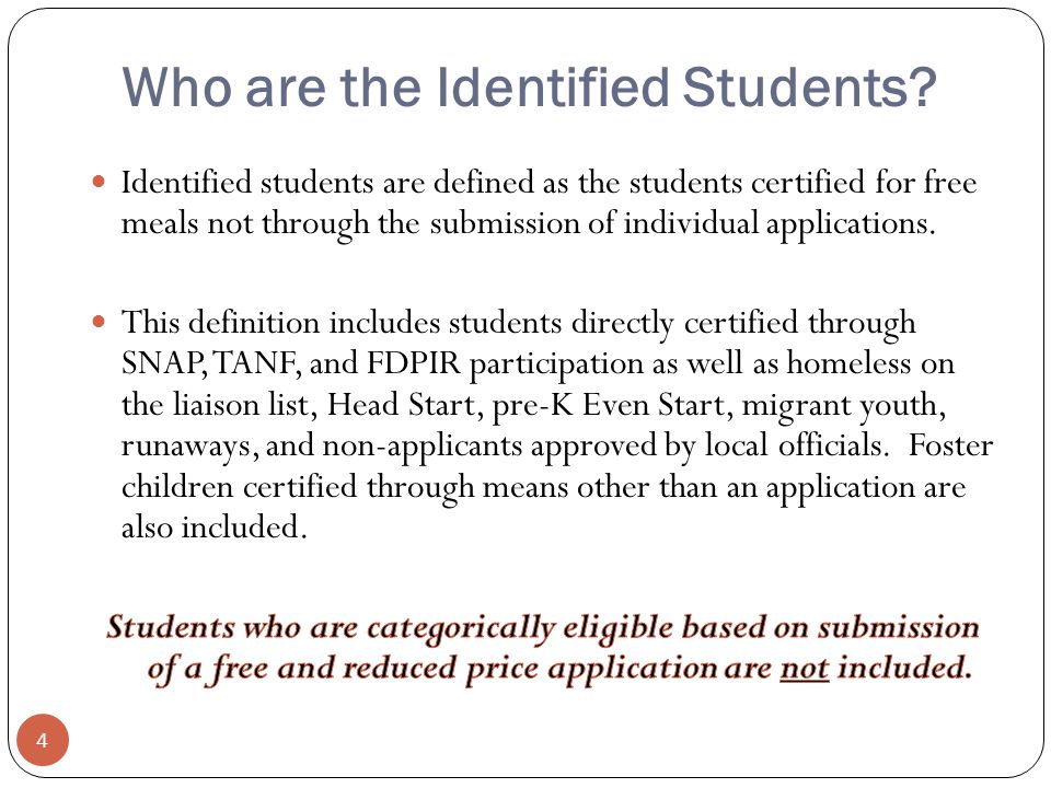 Who are the Identified Students 4