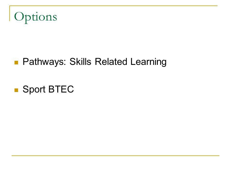 Options Pathways: Skills Related Learning Sport BTEC