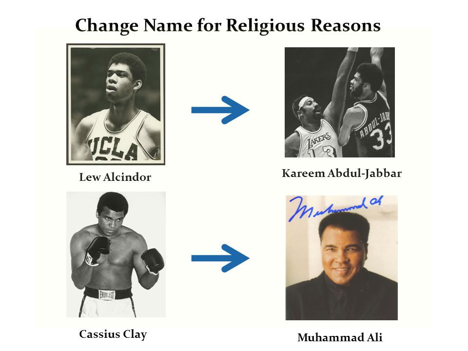 Lew Alcindor Kareem Abdul-Jabbar Cassius Clay Muhammad Ali Change Name for Religious Reasons