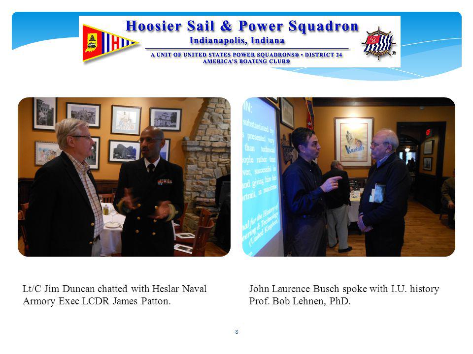 Lt/C Jim Duncan chatted with Heslar Naval Armory Exec LCDR James Patton.