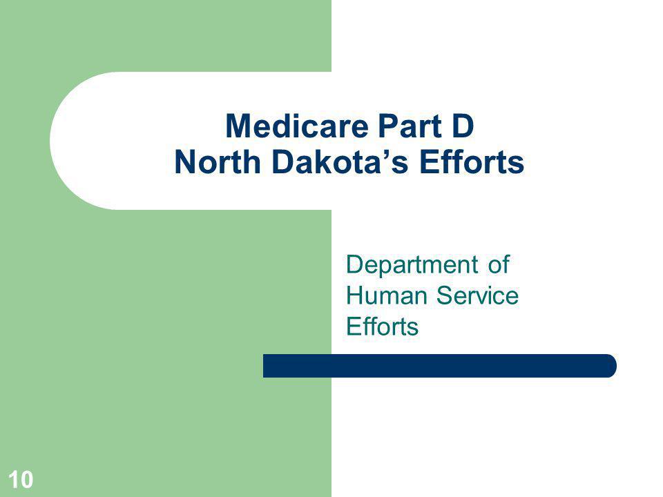10 Medicare Part D North Dakotas Efforts Department of Human Service Efforts