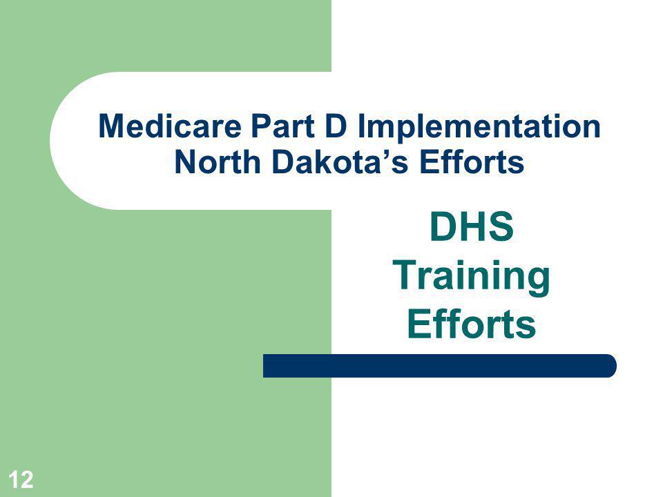 12 Medicare Part D Implementation North Dakotas Efforts DHS Training Efforts
