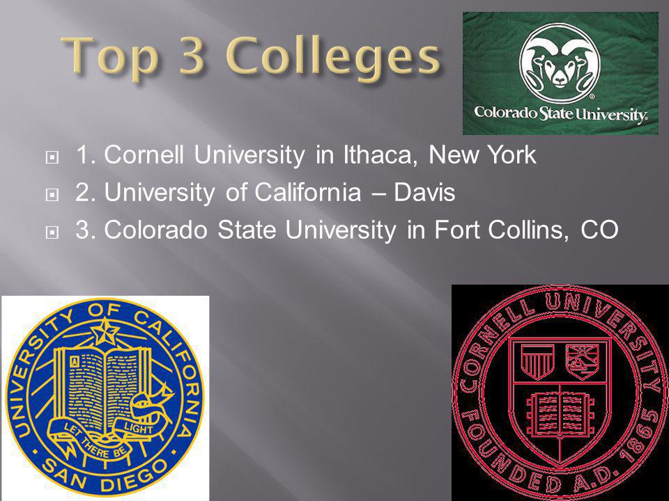 1. Cornell University in Ithaca, New York 2. University of California – Davis 3.